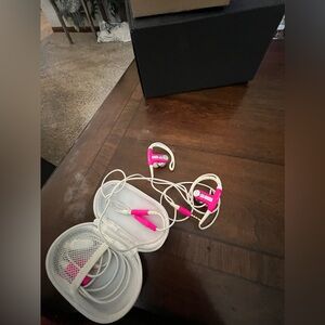 Pink and White Wireless Earbuds